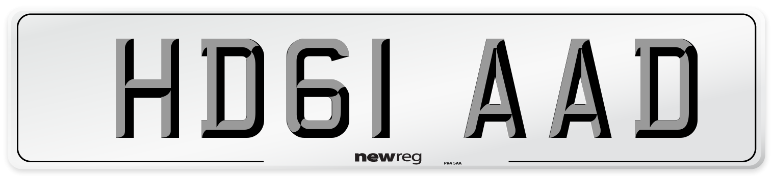 HD61 AAD Number Plate from New Reg